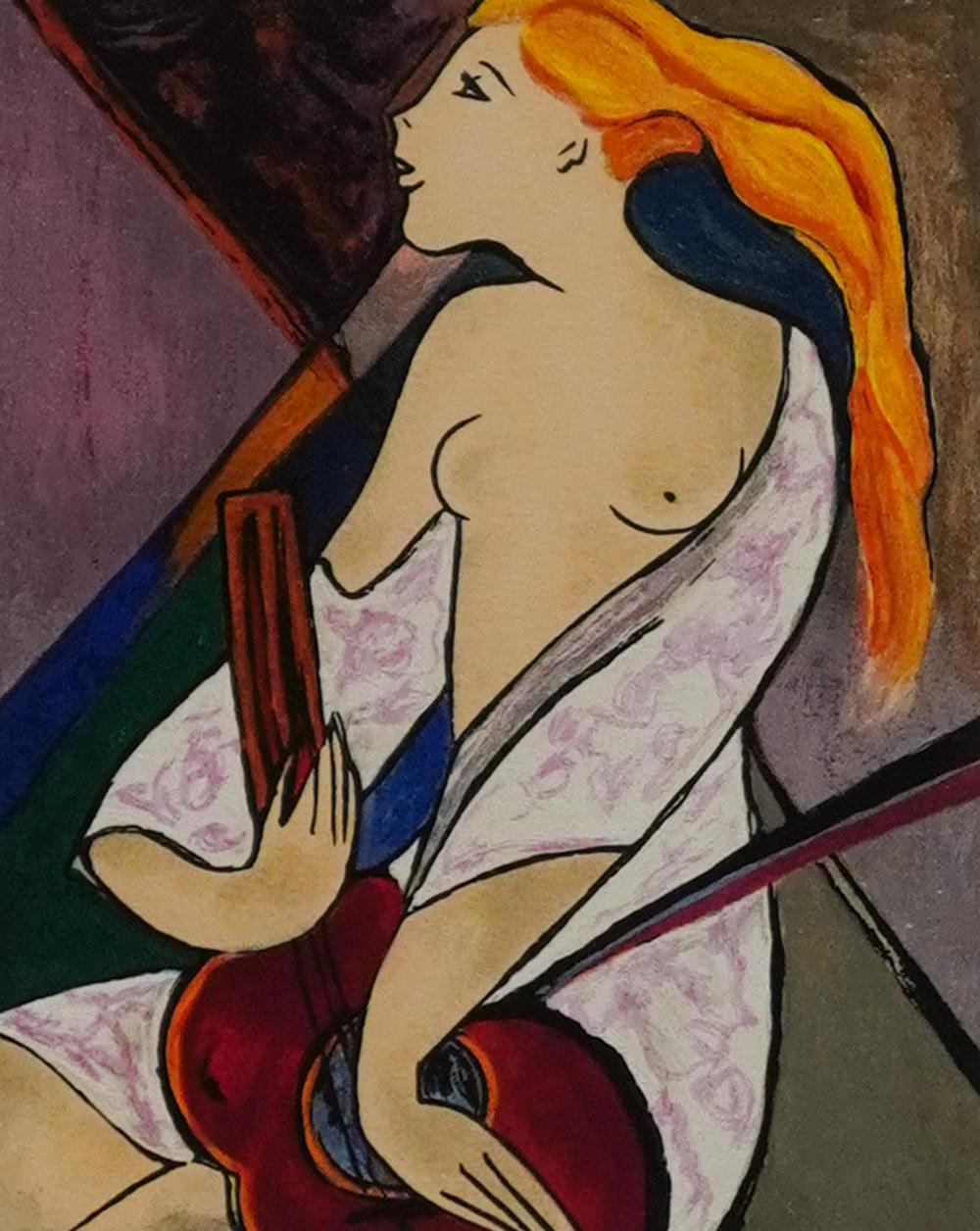 Linda Le Kinff comparable auction result: linda le kinff french 1949 la guitare serigraph in color signed l r and numbered 116 350 l l frame size 21 1 2 x 19 1 2 in 54 6 x 49 5 cm