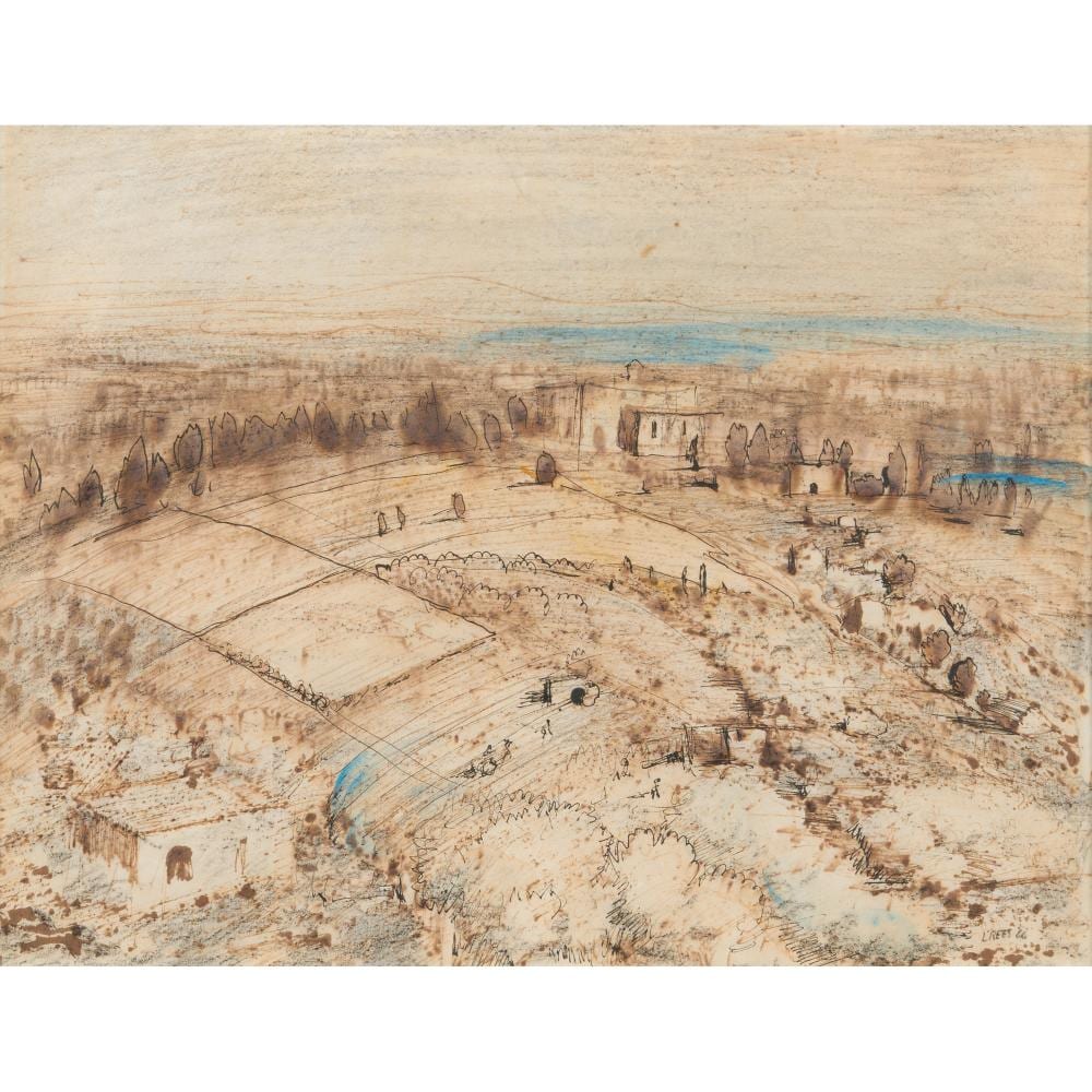 lloyd rees 1895 1998 italian hills 1966 ink and wash on paper 33 5 x 44cm · Leonard Joel · 2026-06-30 Lloyd Rees comparable auction result: lloyd rees 1895 1998 italian hills 1966 ink and wash on paper 33 5 x 44cm