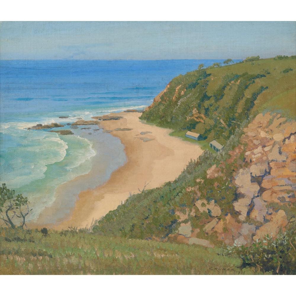 elioth gruner 1882 1939 nambucca beach 1933 oil on canvas on board in original frederick holdsworth frame label verso 36 5 x 43cm · Leonard Joel · 2026-06-30 Elioth Gruner comparable auction result: elioth gruner 1882 1939 nambucca beach 1933 oil on canvas on board in original frederick holdsworth frame label verso 36 5 x 43cm