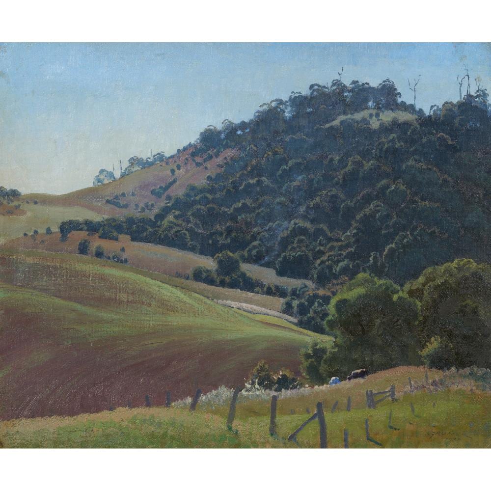 elioth gruner 1882 1939 the new crop 1932 oil on canvas on board 36 5 x 44 5cm · Leonard Joel · 2026-06-30 Elioth Gruner comparable auction result: elioth gruner 1882 1939 the new crop 1932 oil on canvas on board 36 5 x 44 5cm