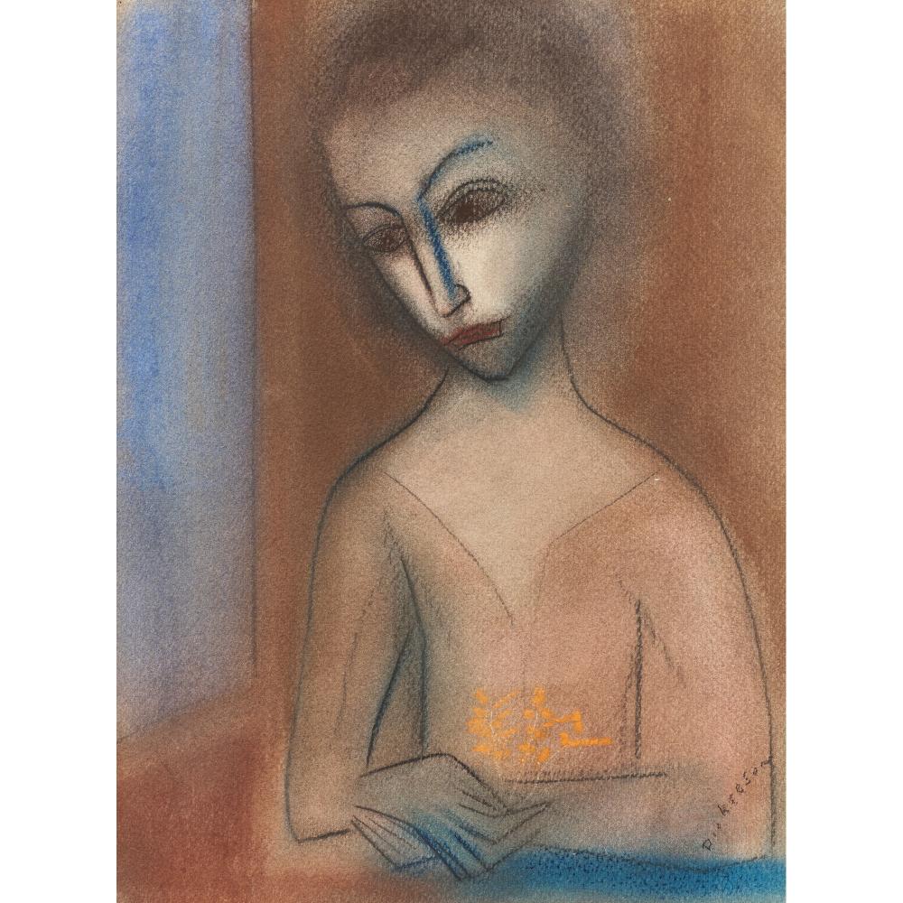 robert dickerson born 1924 girl with flower pastel on paper on board 38 x 28cm · Leonard Joel · 2026-06-30 Robert Dickerson comparable auction result: robert dickerson born 1924 girl with flower pastel on paper on board 38 x 28cm