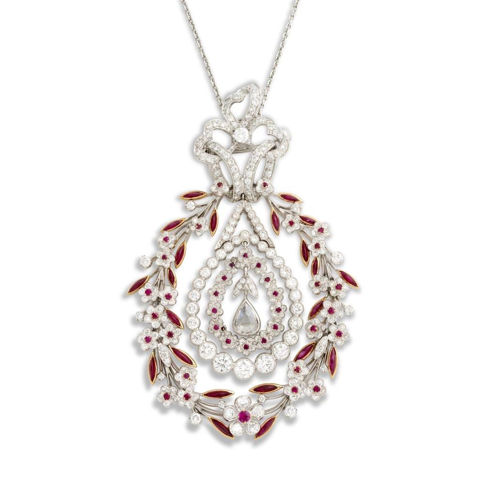 António (1872) Carneiro comparable auction result: anton platinum ruby and diamond necklace