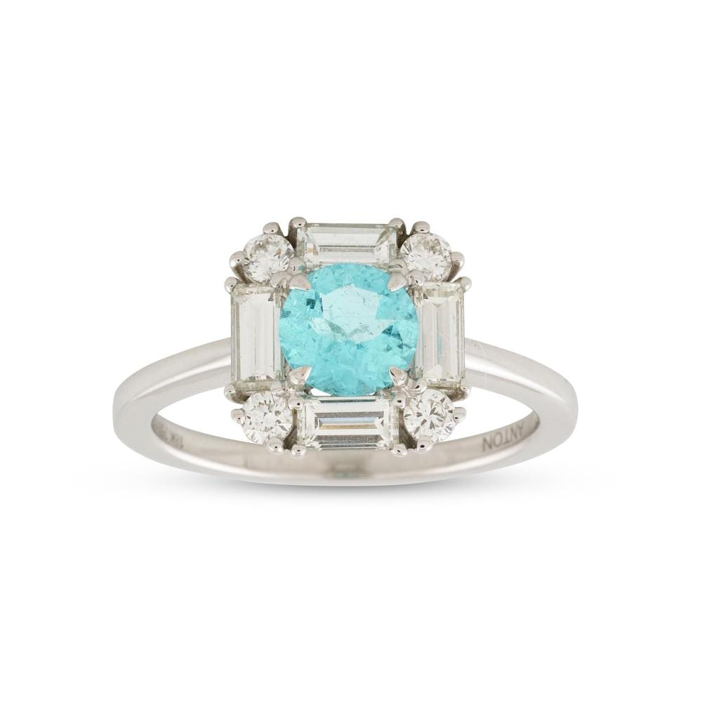 António (1872) Carneiro comparable auction result: anton 18ct white gold diamond and paraiba ring