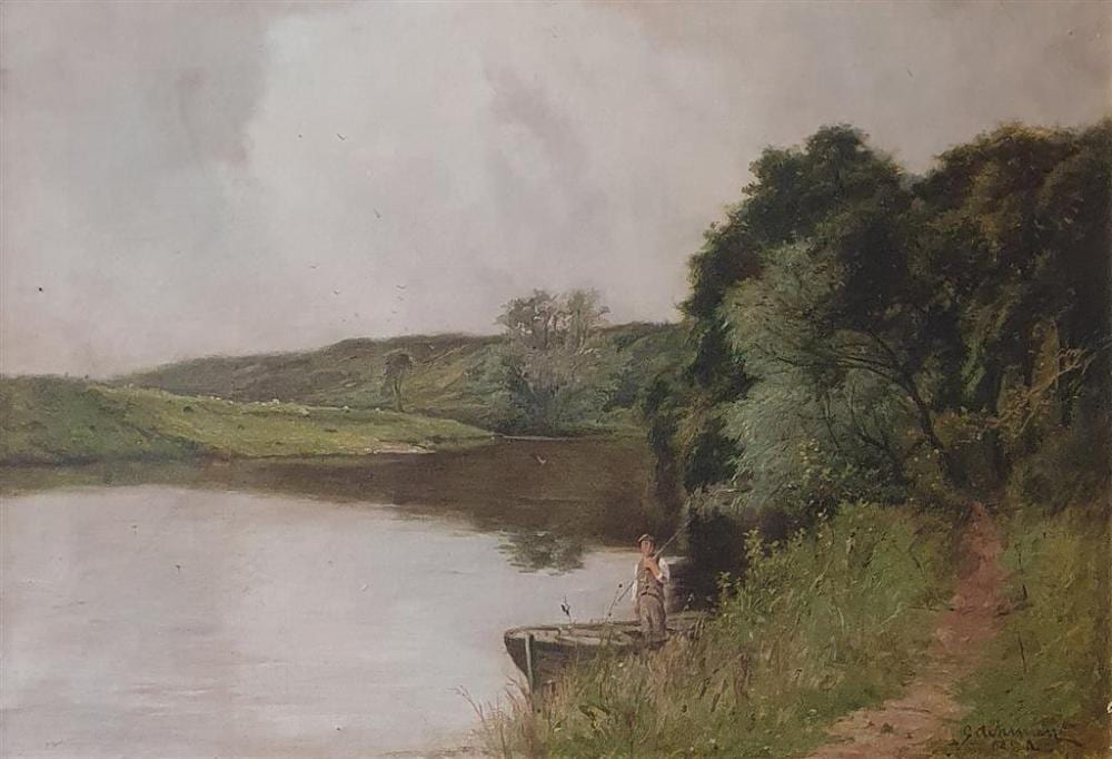 George Aikman comparable auction result: george aikman scottish 1830 1906 untitled fishing on the river oil on canvas signed lower right 50 x 75 cm