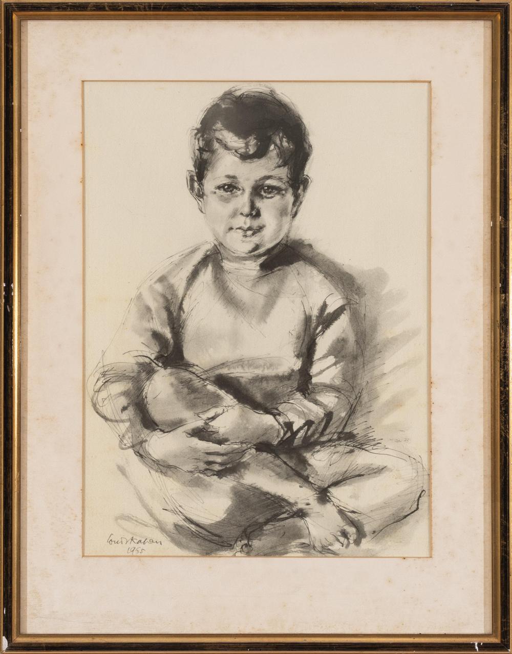 Louis Kahan comparable auction result: louis kahan australian 1905 2002 boy mixed media on paper 35 x 26cm frame size 50 x 39cm