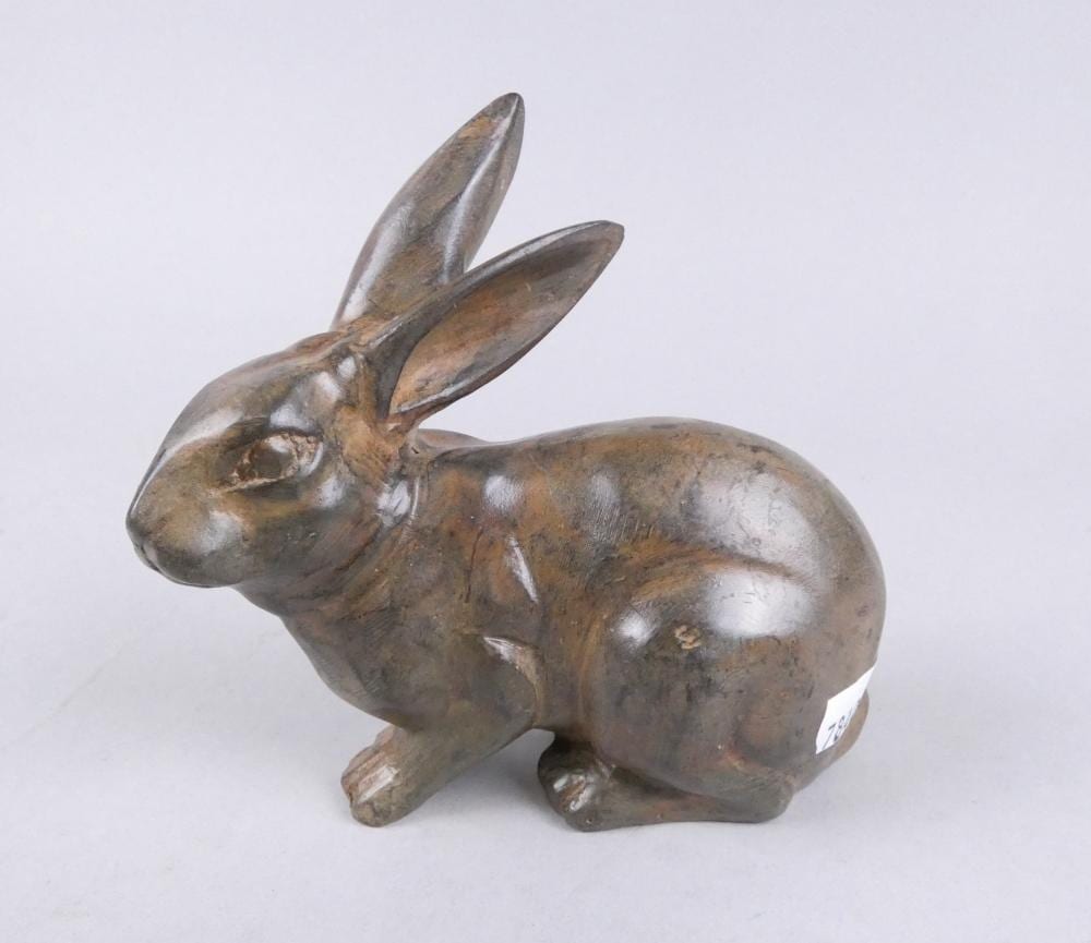 Pierre Chenet comparable auction result: sculpture bronze with brown patina rabbit signed after pierre chenet