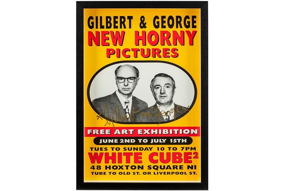 Gilbert & George comparable auction result: gilbert george xx xxi gilbert george signed poster for the expo new horny pictures