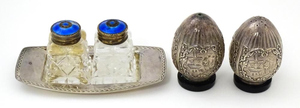 David Andersen comparable auction result: david andersen of norway a pair of glass cruet bottle with sterling silve