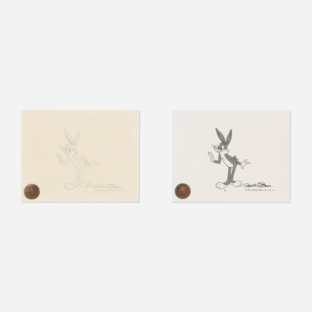 Chuck Jones comparable auction result: chuck jones bugs bunny original animation drawing with cel