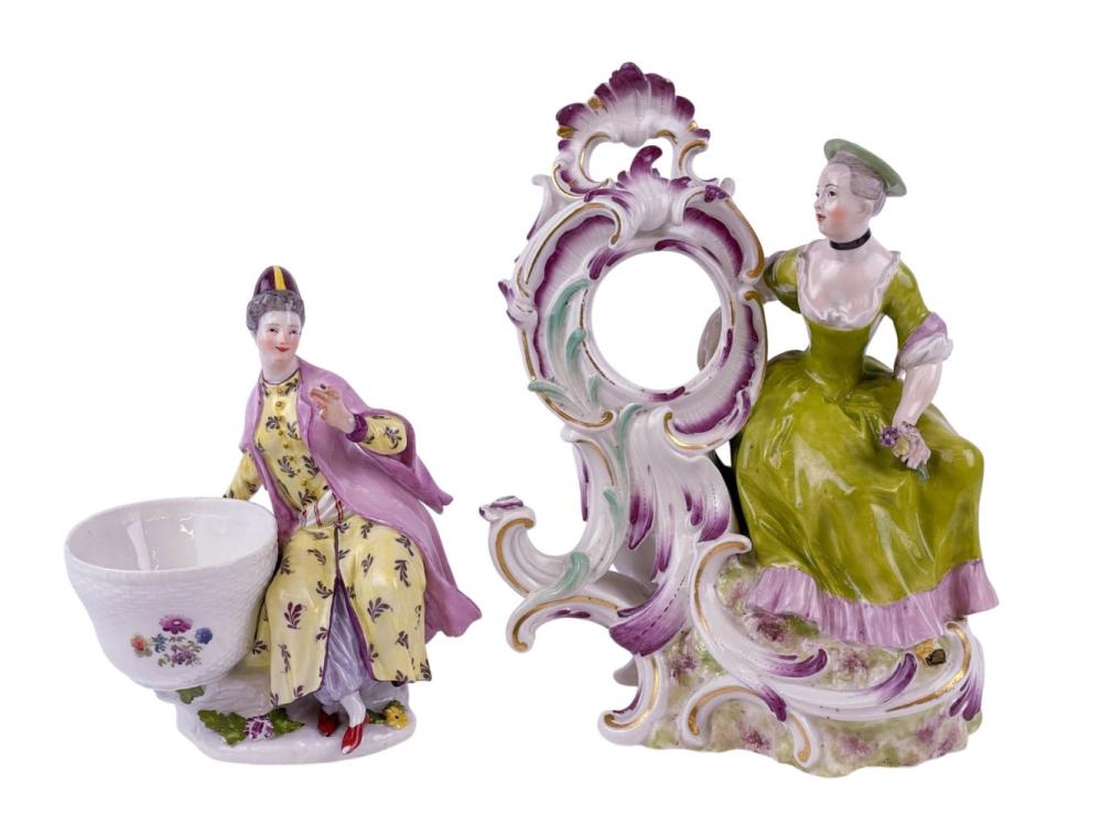 2 German porcelain figural pieces. sold by Quinn's Auction Galleries, lot 71 — auction record photograph
