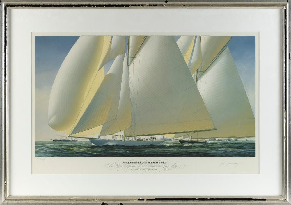 John Mecray comparable auction result: john marcy mecray rhode island pennsylvania 1937 2019 columbia and shamrock the tenth defense of the america s cup 1899 lithograph 21 x 34 framed 30 5 x 43