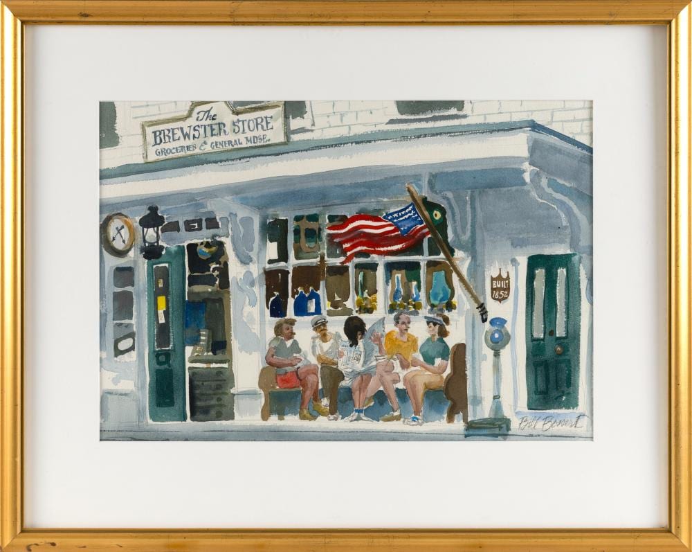 W. Calcott Knell comparable auction result: william bill bossert massachusetts 1918 2013 brewster store chat watercolor 13 x 18 5 sight framed 21 x 27