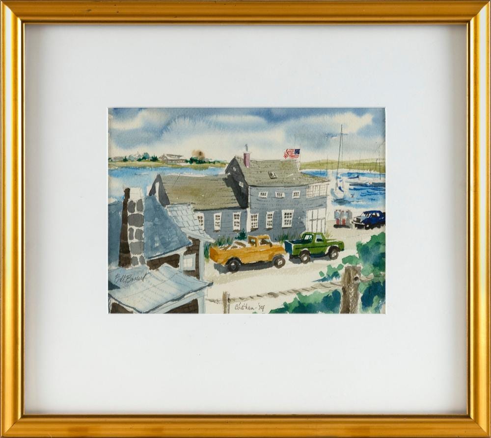 W. Calcott Knell comparable auction result: william bill bossert massachusetts 1918 2013 chatham fish pier watercolor 8 x 11 sight framed 17 x 20