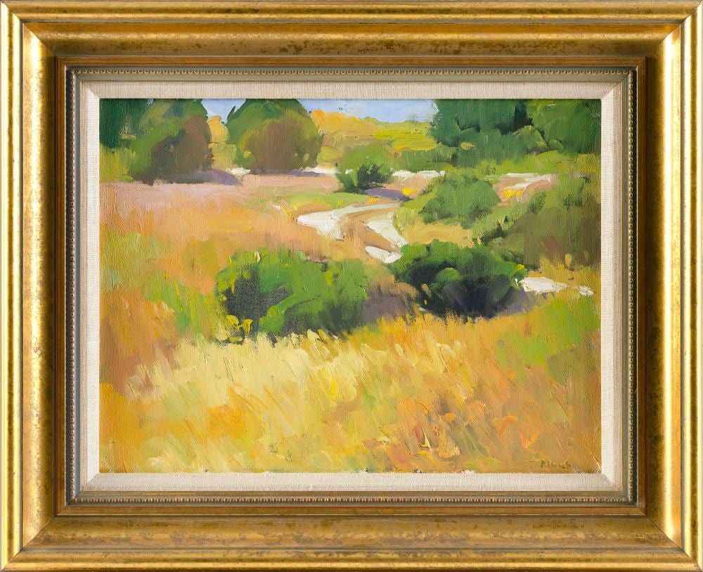Steve Allrich comparable auction result: steve allrich massachusetts 1954 outer cape landscape oil on canvas 12 x 16 framed 18 x 22