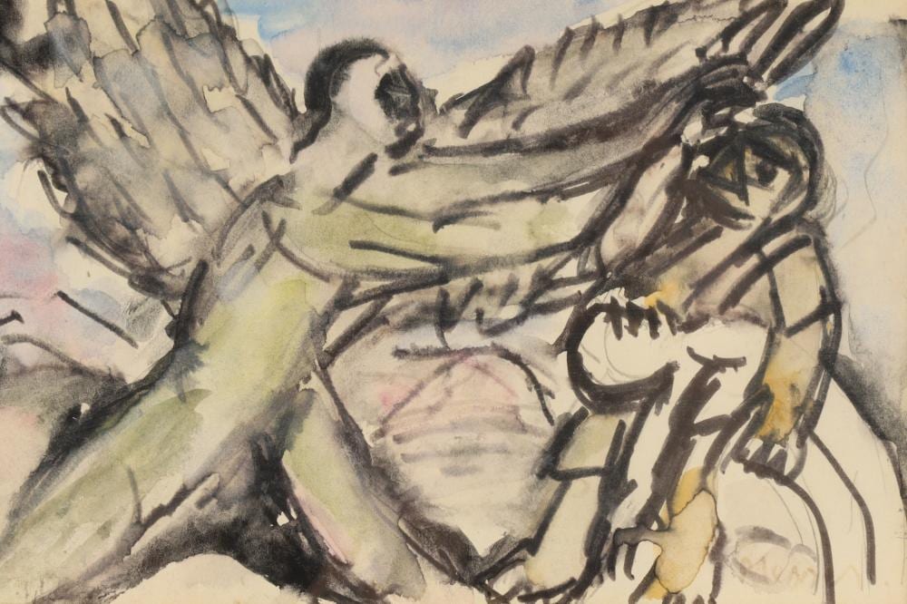 David Messer comparable auction result: david messer french israeli polish 1912 1999 watercolour on paper surrealist figural group