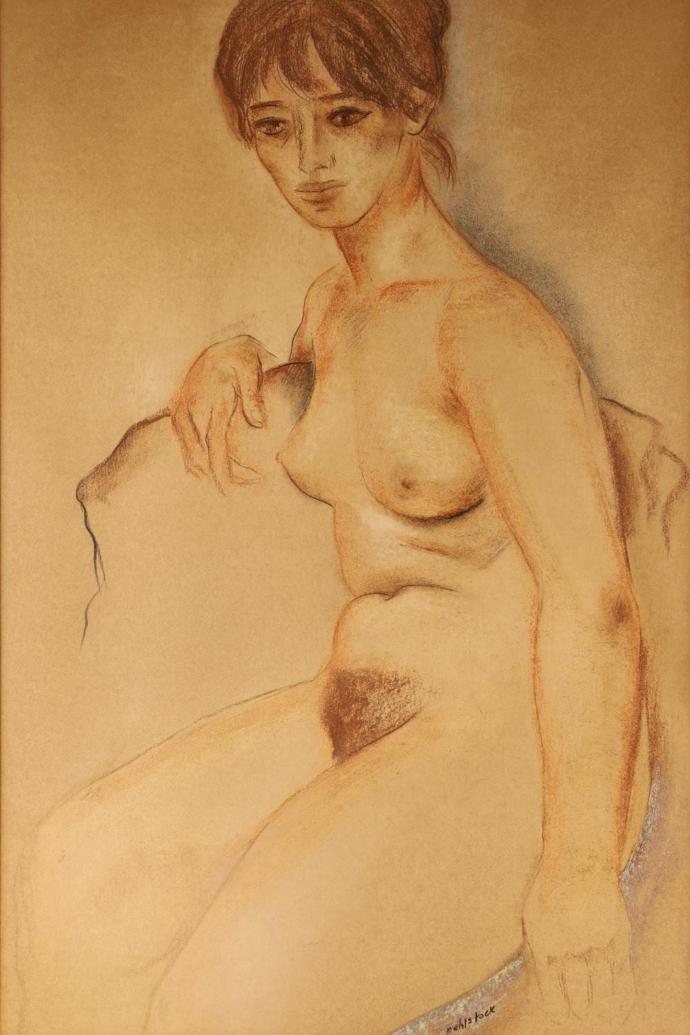 Louis Muhlstock comparable auction result: louis muhlstock canadian 1904 2001 pastel on paper seated female nude