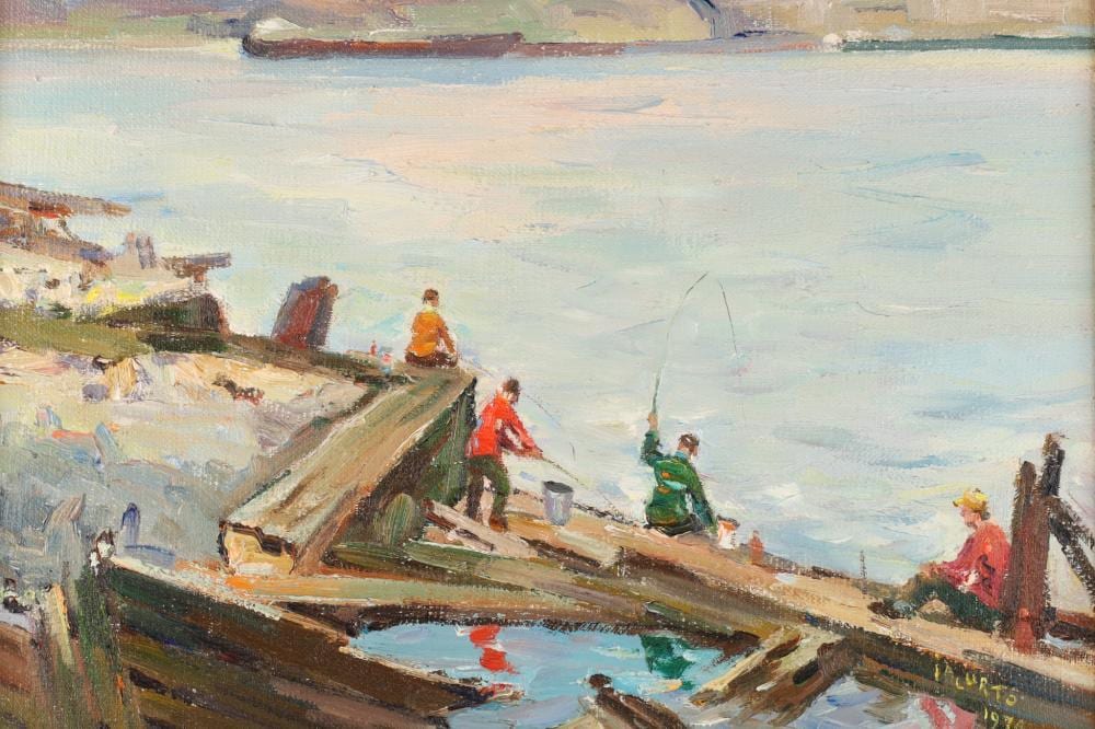 Francesco Iacurto comparable auction result: francesco iacurto canadian 1908 2001 oil on canvas harbour scene
