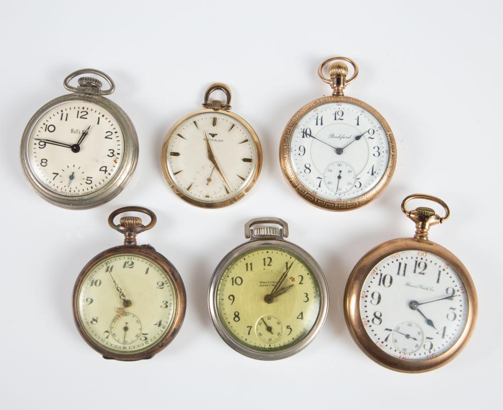 Lot: 6 Vintage Pocket Watches - Silver, Wittnauer. sold by Direct Auction Galleries, Inc., lot 45 — auction record photograph