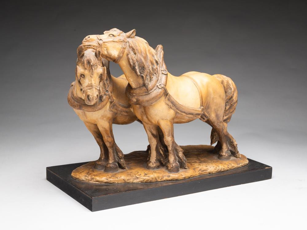 Guido Cacciapuoti comparable auction result: guido cacciapuoti italian 1892 1953 ceramiche e gres d arte ceramic sculpture of draft horses