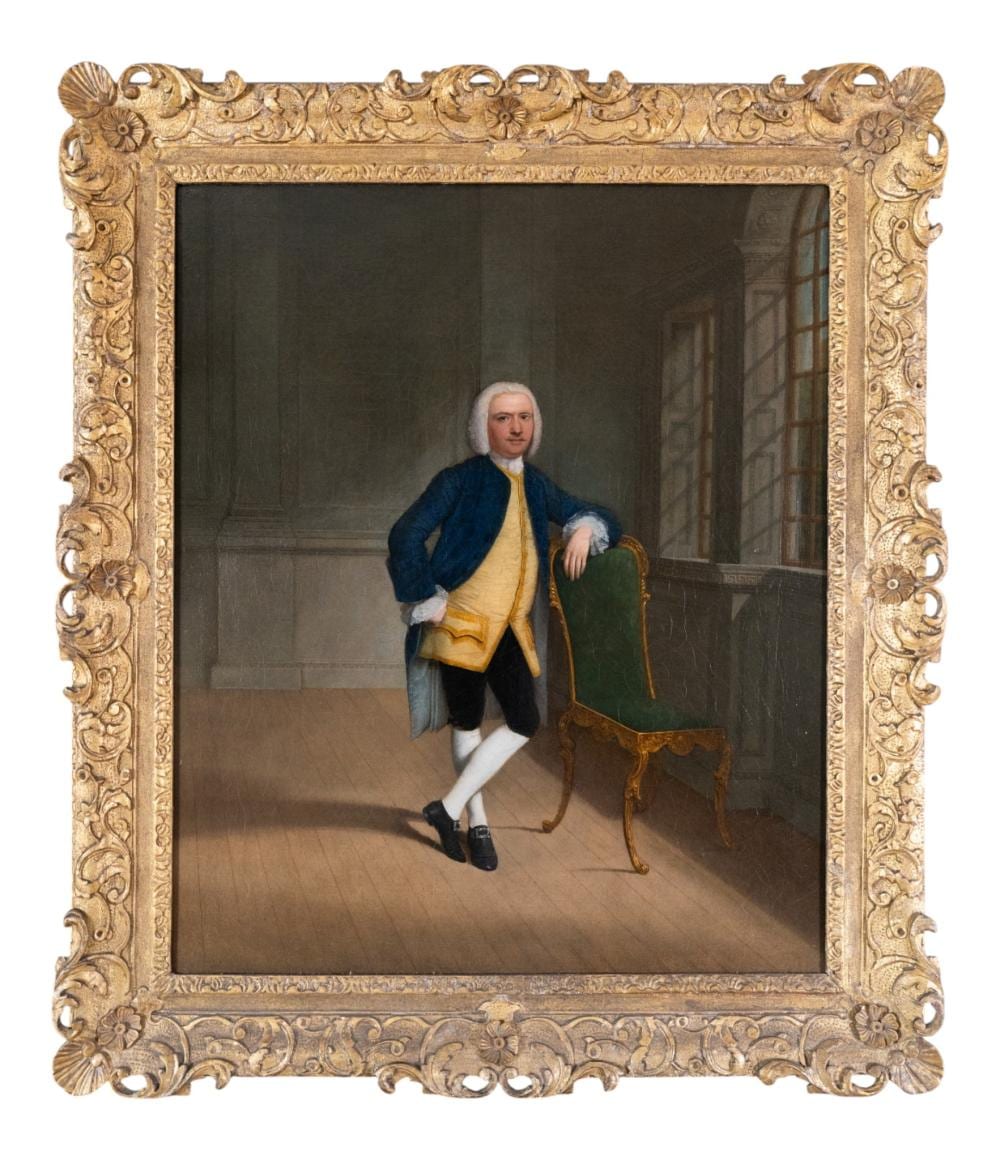 arthur devis english 1712 1787 a gentleman in an interior leaning on a giltwood chair by a window · Sloane Street Auctions · 2026-06-19 Arthur Devis comparable auction result: arthur devis english 1712 1787 a gentleman in an interior leaning on a giltwood chair by a window