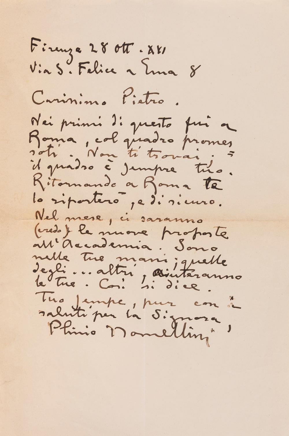 Plinio Nomellini comparable auction result: plinio nomellini livorno 1866 firenze 1943 signed autograph letter 1937