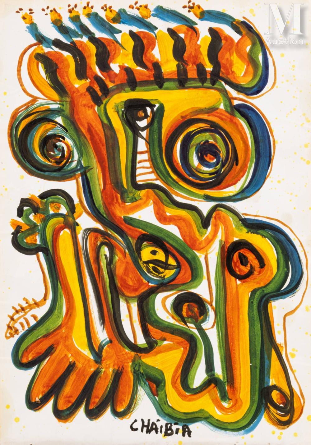 Chaibia comparable auction result: chaibia tallal morocco 1929 2004 crouching figure