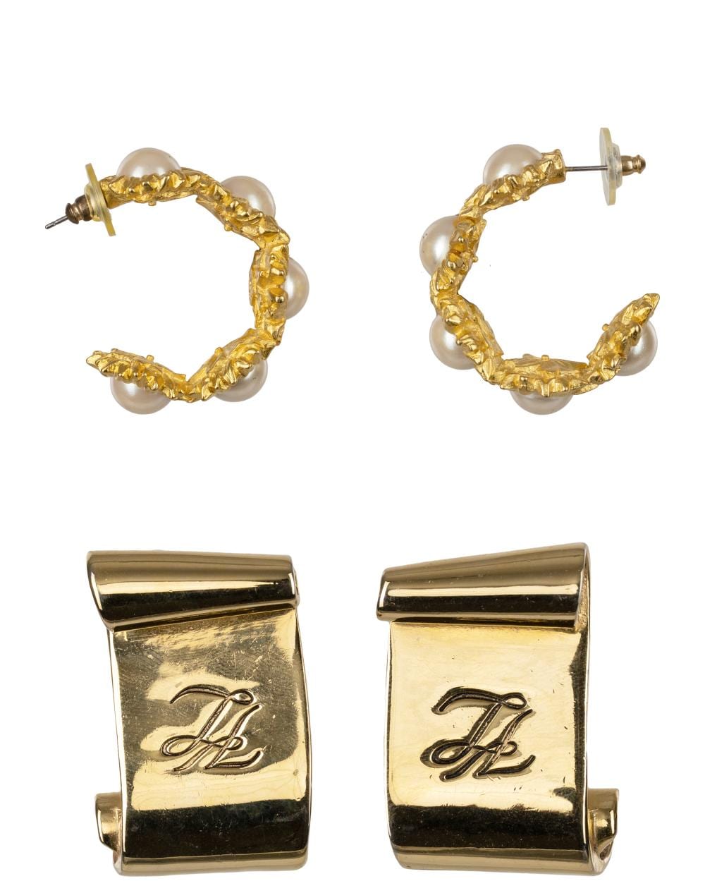Karl Lagerfeld comparable auction result: karl lagerfeld 2 pairs of earrings
