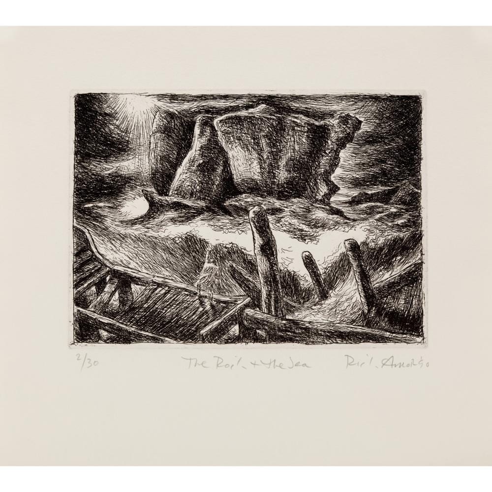 Rick Amor comparable auction result: rick amor born 1948 the rock and the sea 1990 etching ed 2 30 16 5 x 22 5cm image 28 x 32cm sheet