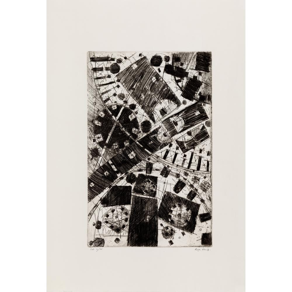 Roger Kemp comparable auction result: roger kemp 1908 1987 the symbol 1975 etching ed 2 35 50 5 x 32cm image 75 5 x 52 5cm sheet
