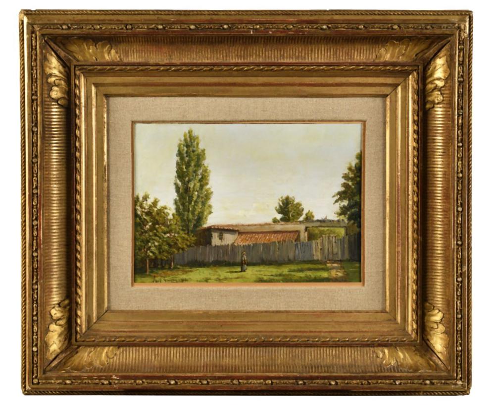 Paul Guigou comparable auction result: paul camille guigou 1834 1871 ferme anim e 1862 huile sur papier maroufl sur carton sign
