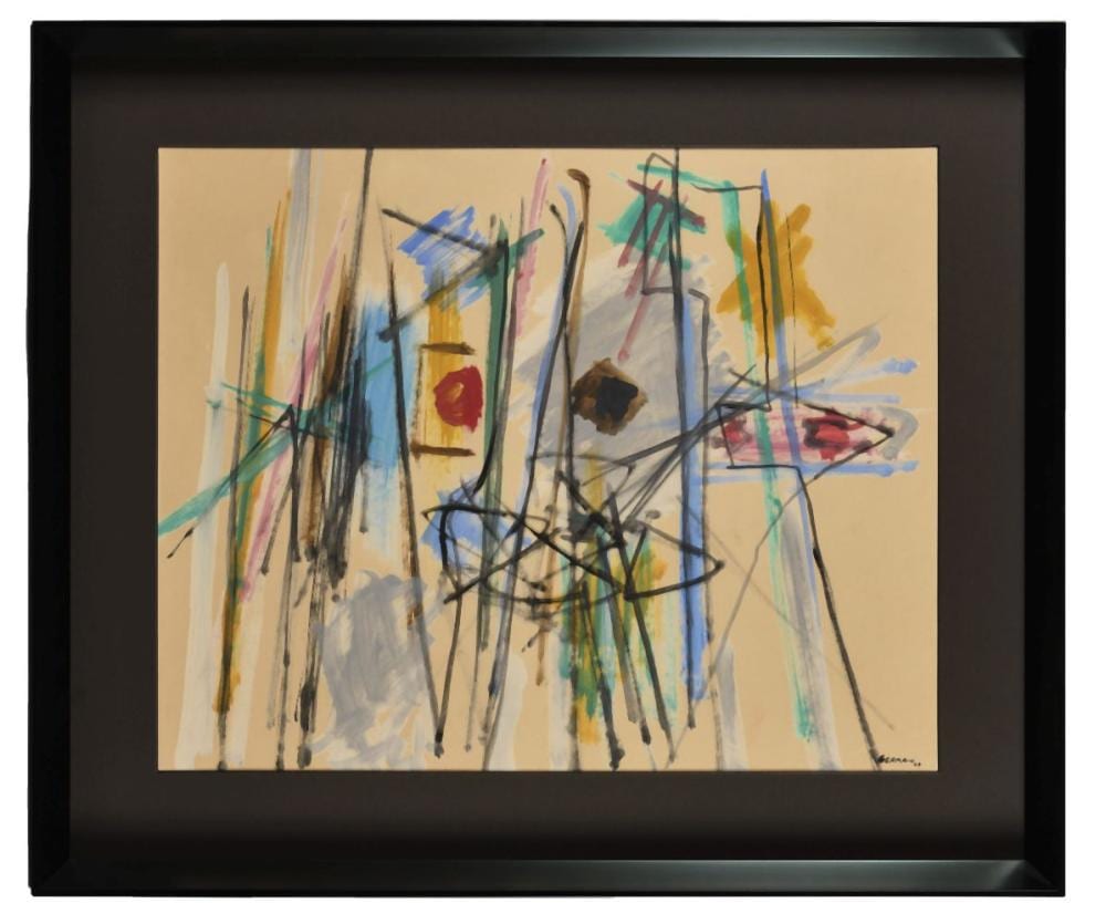 Jacques (1915) Germain comparable auction result: jacques germain france 1915 2001 composition 1949 gouache sur papier chamois sign et dat