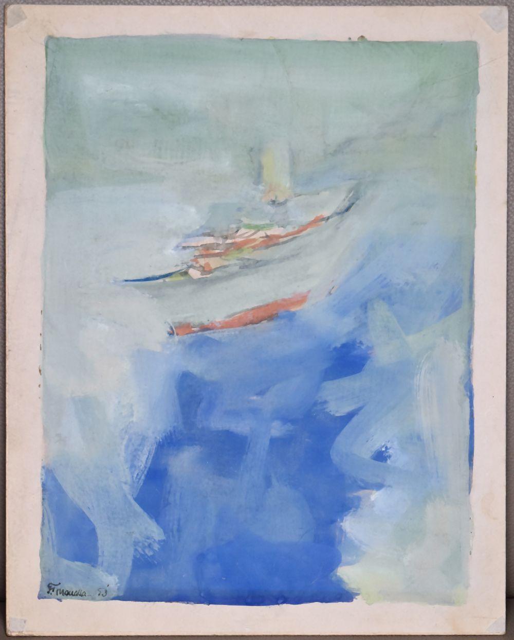 Fikret Moualla comparable auction result: fikret moualla 1903 1967 bateau cannes 1953 gouache sur papier sign e et dat e en bas g
