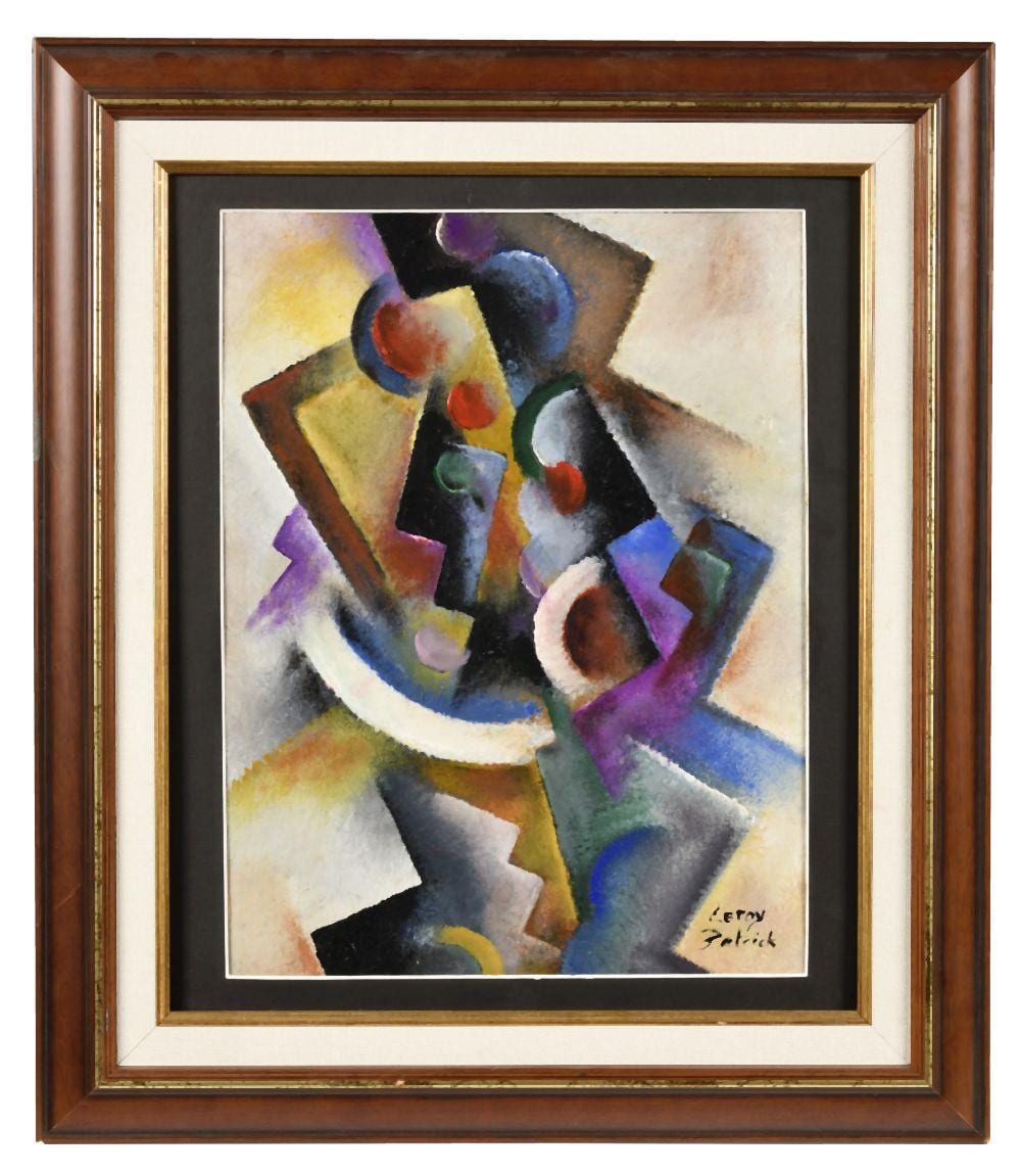 Patrick Leroy comparable auction result: patrick leroy n en1948 composition cubiste huile sur panneau sign en bas droite 46 x 3