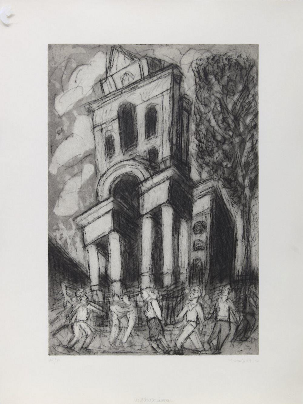Leon Kossoff comparable auction result: leon kossoff british 1926 2019 christchurch summer 1986 92 monochrome etching with