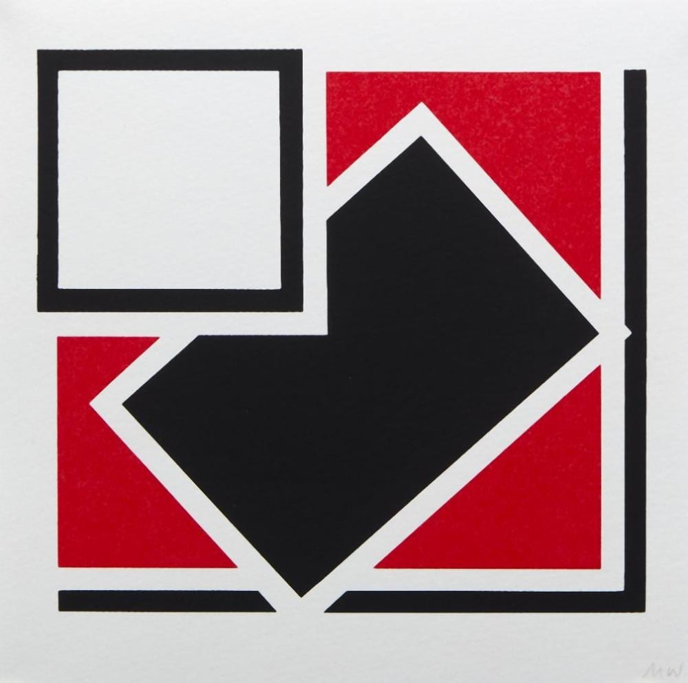 Mary Webb comparable auction result: mary webb british b 1939 red white and black screenprint in colours sheet 14 5 x 14