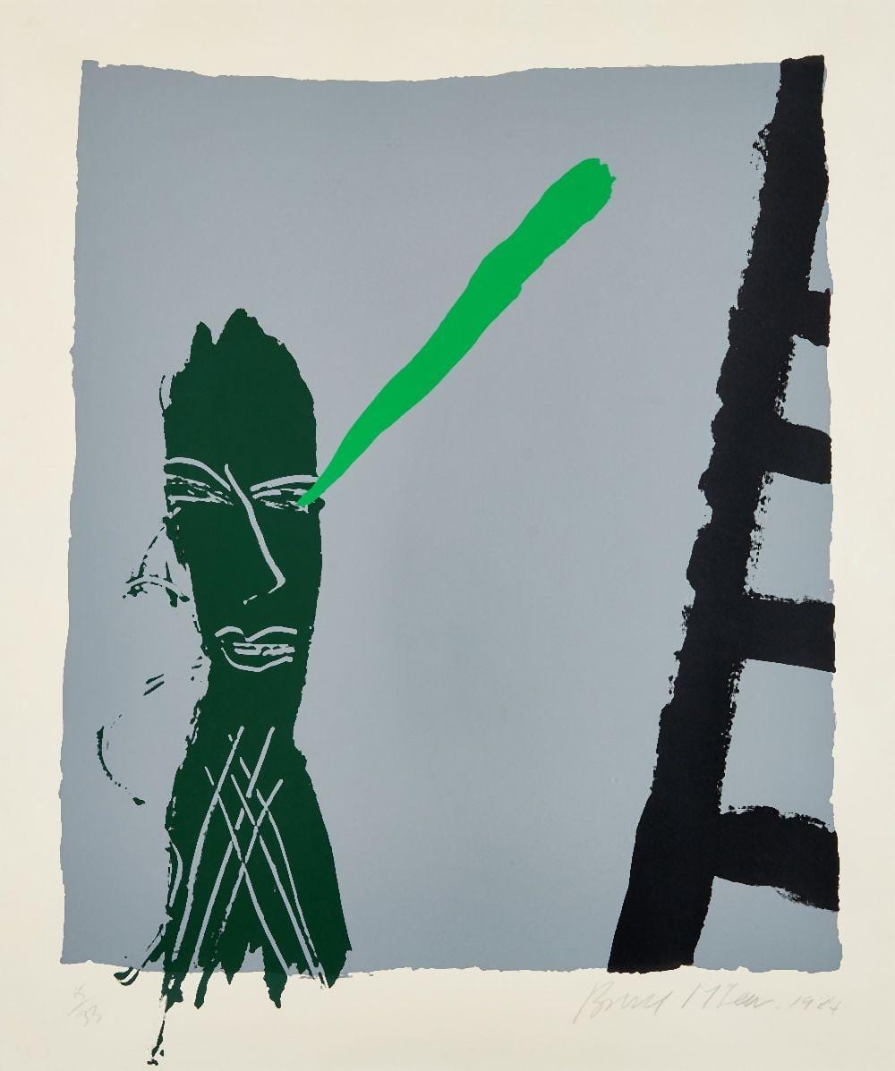 bruce mclean scottish b 1944 head and ladder 1984 screenprint in colours on 300gsm · Roseberys · 2026-07-01 Bruce McLean comparable auction result: bruce mclean scottish b 1944 head and ladder 1984 screenprint in colours on 300gsm