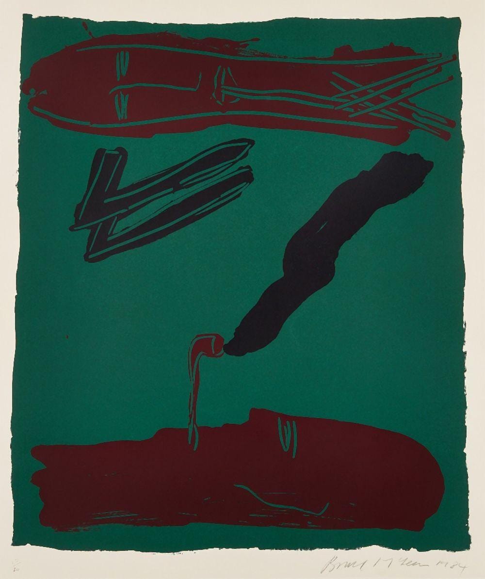 bruce mclean scottish b 1944 pipe smoker 1984 screenprint in colours on 300gsm wove signe · Roseberys · 2026-07-01 Bruce McLean comparable auction result: bruce mclean scottish b 1944 pipe smoker 1984 screenprint in colours on 300gsm wove signe