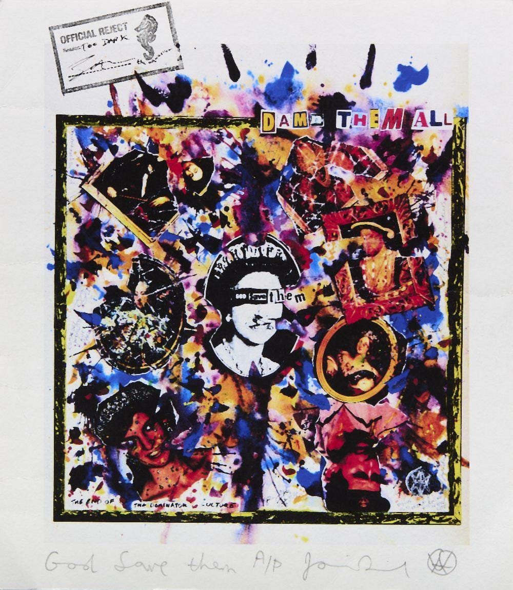 Jamie Reid comparable auction result: jamie reid british 1947 2023 damn them all 2005 archival pigment print in colours o