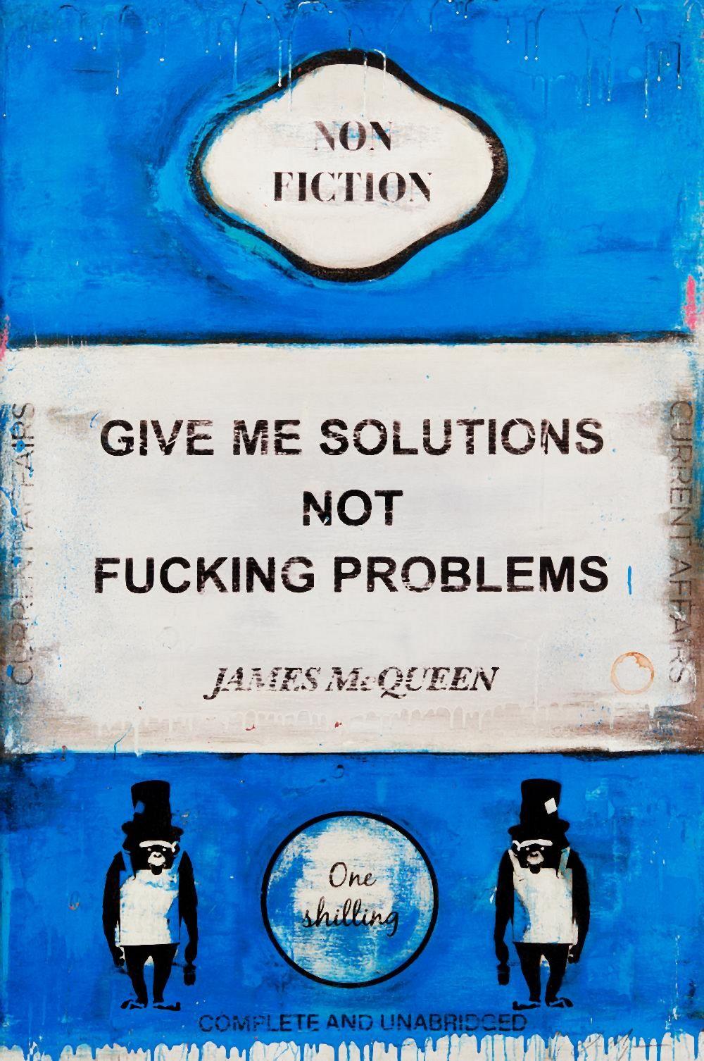 James McQueen comparable auction result: james mcqueen british b 1977 give me solutions 2022 mixed media on heaviy wove paper signed i