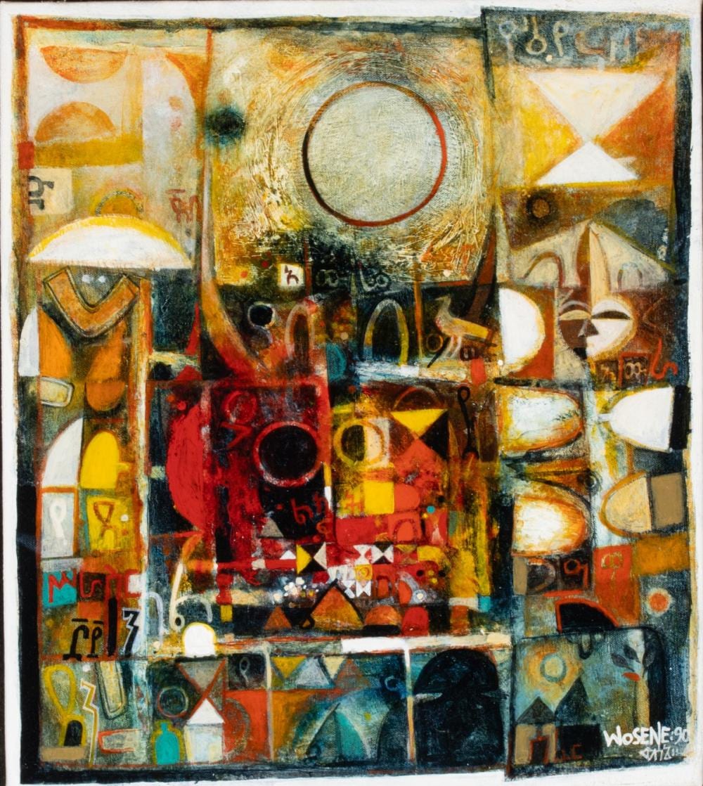 wosene worke kosrof ethiopian b 1950 acrylic canvas · Soulis Auctions · 2026-06-28 Wosene Worke Kosrof comparable auction result: wosene worke kosrof ethiopian b 1950 acrylic canvas