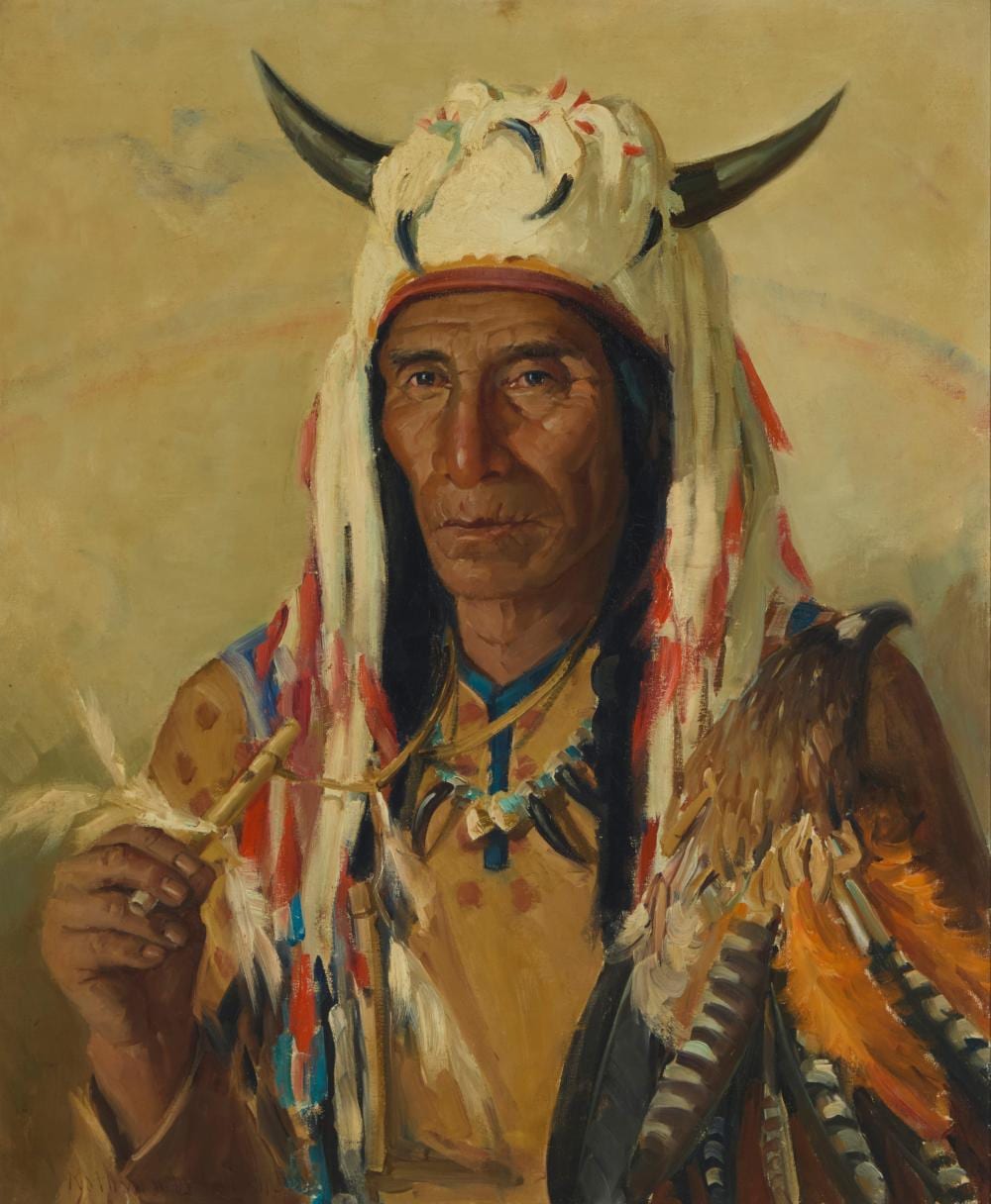 Kathryn Woodman Leighton comparable auction result: kathryn woodman leighton 1875 1952 medicine man with sacred whistle