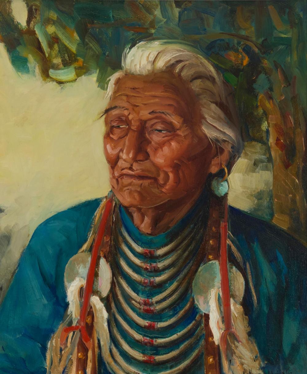 Kathryn Woodman Leighton comparable auction result: kathryn woodman leighton 1875 1952 shoshone indian circa 1950