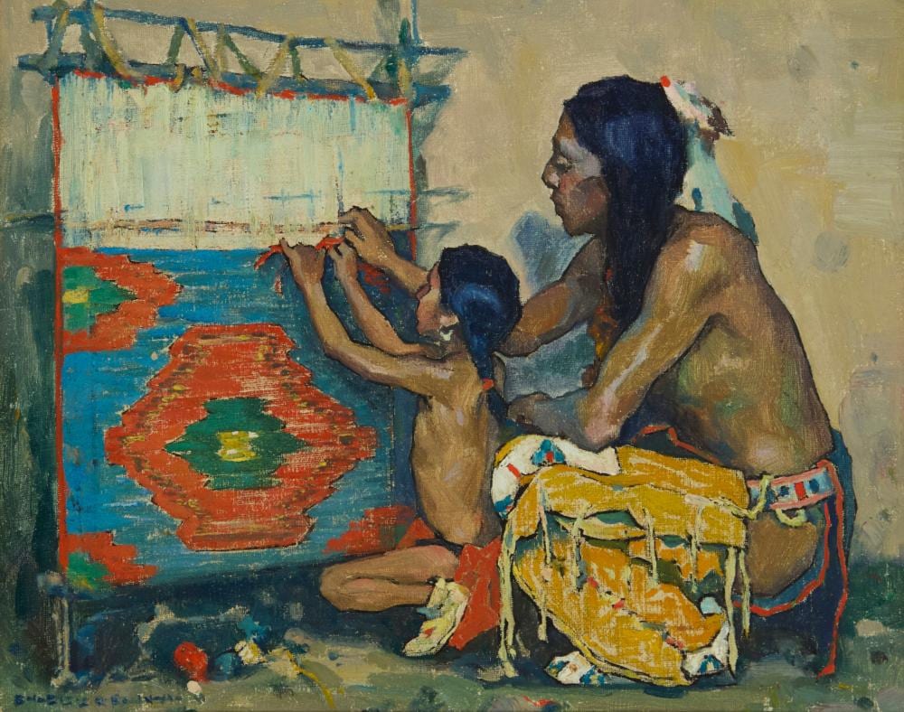 Eanger Irving Couse comparable auction result: eanger irving couse 1866 1936 the lesson circa 1923