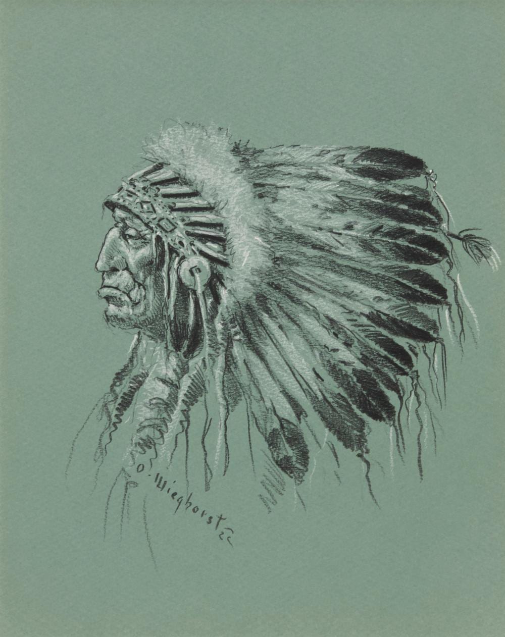 Olaf Wieghorst comparable auction result: olaf wieghorst 1899 1988 native american chief in profile