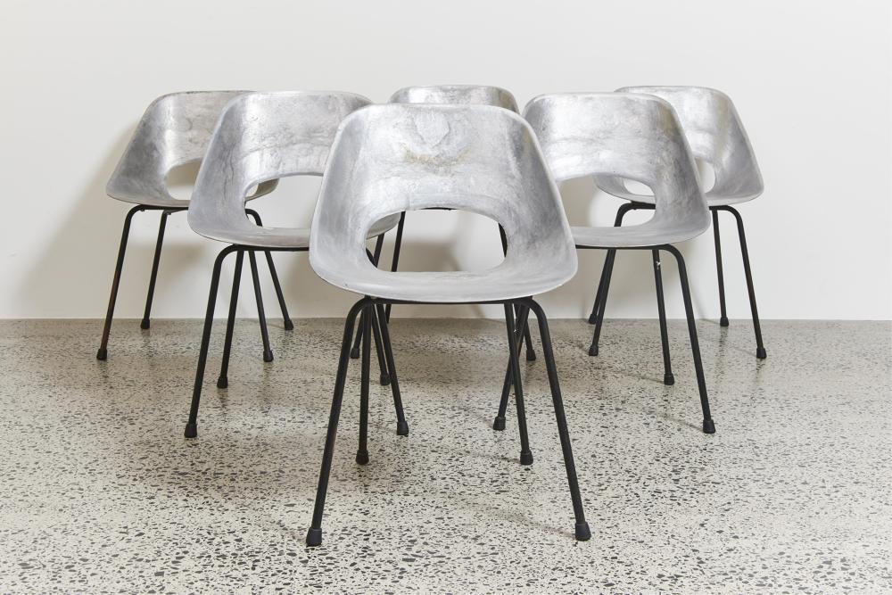 pierre guariche french 1926 1995 set of six tonneau chairs designed 1953 height 74 cm · Shapiro Auctioneers · 2026-06-23 Pierre Guariche comparable auction result: pierre guariche french 1926 1995 set of six tonneau chairs designed 1953 height 74 cm