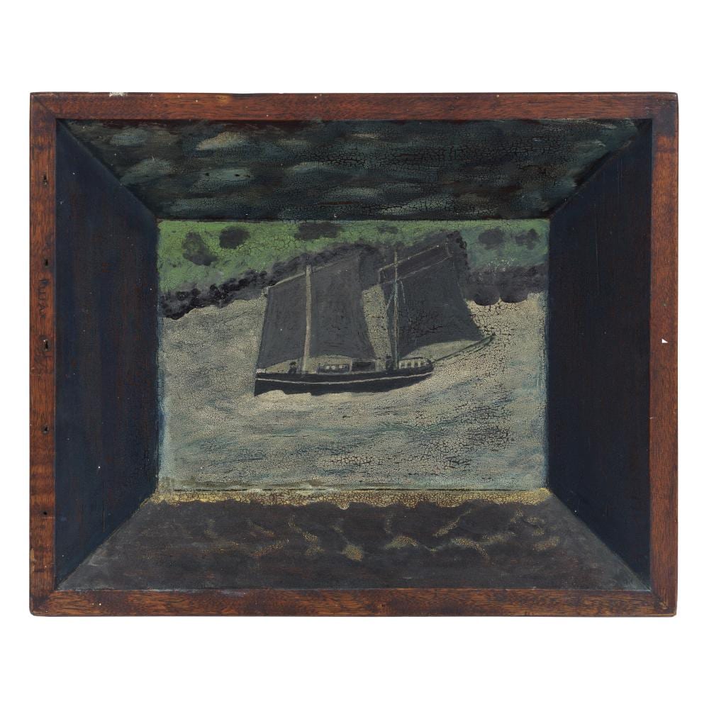 Alfred Wallis comparable auction result: alfred wallis british 1855 1942 cornish fishing boat 38 2 x 47 x 9 5 cm 15 x 18 1 2 x 3 3 4 in