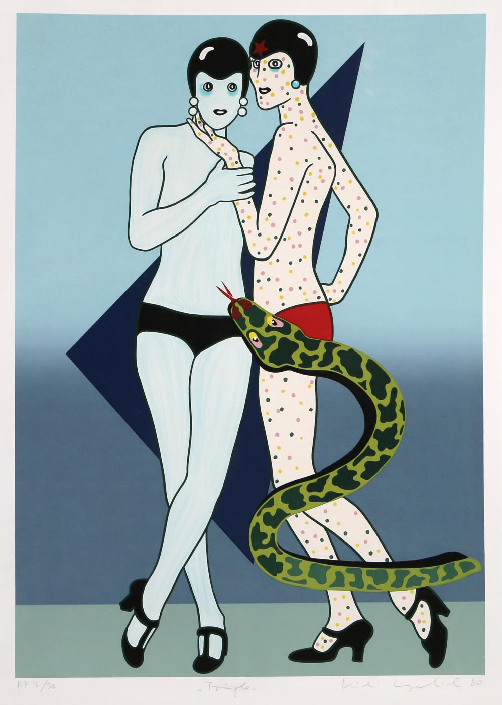 Kiki Kogelnik comparable auction result: kiki kogelnik triangle screenprint