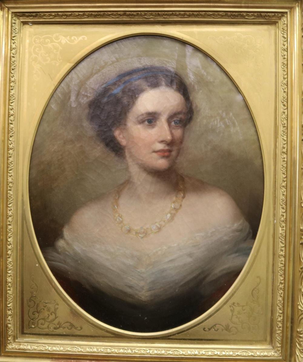 Hermann Winterhalter comparable auction result: hermann winterhalter after german 19th century portrait of a young lady with a gold necklace oil on canvas 26 x 20 inches frame 36 5 x 30 5 inches