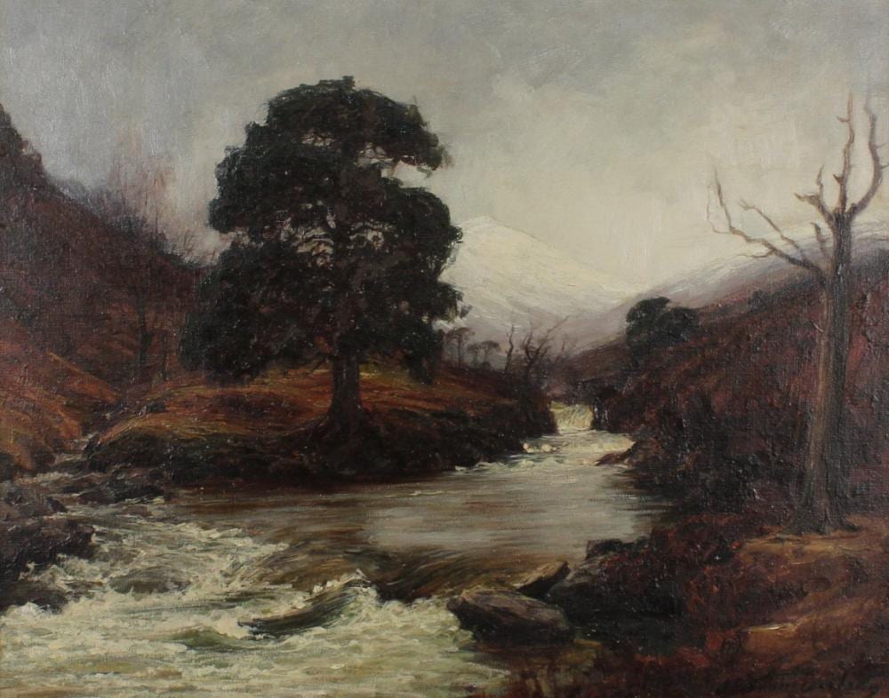 Alexander Brownlie Docharty comparable auction result: alexander brownlie docharty 1862 1940 waterfalls in a scottish landscape oil on canvas signed lower right 40 x 50cm