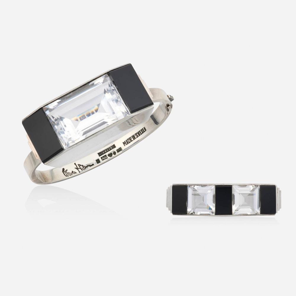 wiwen nilsson rock crystal black onyx and sterling silver bracelet and brooch · Rago Arts and Auction Center · 2026-06-24 Wiwen Nilsson comparable auction result: wiwen nilsson rock crystal black onyx and sterling silver bracelet and brooch